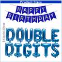 53 Pieces 10th Birthday Decorations Double Digits Party Balloons Happy Birthday Banner Number 10 Balloons Blue Silver Foil Balloons Latex Balloons for 10 Year Old Boy Birthday Party (Blue)