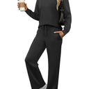 ANRABESS Women's 2 Piece Lounge Sets Casual Travel Outfits Wide Leg Tracksuit Sweatsuits Matching Set 2026 Fall Clothes, Size L