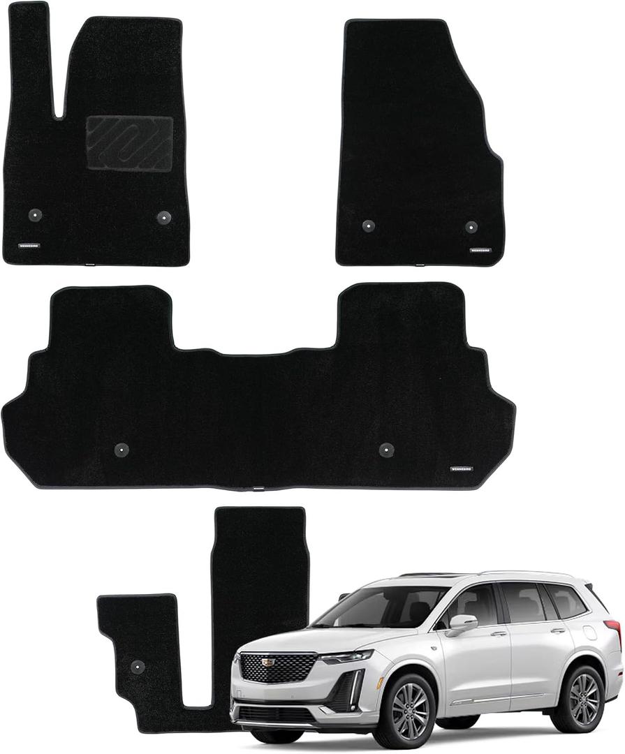 WENNEBIRD Superior Carpet Floor Mats for 2020-2026 Cadillac XT6 6 Seats (Not for 7 Seats), 0.5-Inch Ultra-Thick, Noise-Reducing, All-Weather Waterproof Anti-Slip 4-Pc Set
