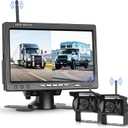 Hodozzy Digital Wireless Backup Camera Digital System Kit, 7 Inch HD Touch Screen Monitor with 2 CamerasBlind Spot Warning, IP 68 Waterproof Backup Camera, Recording,Night Vision,for Trucks/RV/SUV