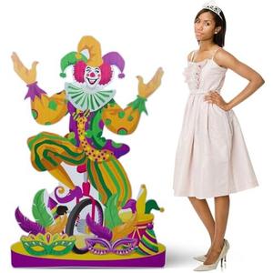 Bucherry 4.7 Feet Mardi Gras Jester Cardboard Cutout Stand-up Life Size Masquerade Carnival Theme Party Decoration Backdrop Photo Props Jester Stand up for Mardi Gras Carnival Masquerade Supply