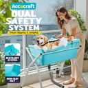 Dog Bath Tub, Portable Dog Washing Bathing Station, 3 Levels Elevated Foldable Dog Bath for Shower and Grooming, Collapsible Shower Bathtub Pet Tub for Small and Medium Size Dogs, Blue