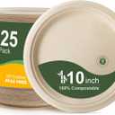 WELLIFE 100% Compostable Paper Plates 10 Inch, 125-Pack Heavy Duty Paper Plates Bulk,Biodegradable Bagasse,Eco-Friendly Disposable Dinner Plate for BBQ,Picnic,Party (BPI Certified,Microwaveable)