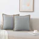 NordECO HOME Set of 2 Throw Pillow Covers - Burlap Linen Trimmed Tailored Edges Decorative Cushion Covers for Bed Home Decoration (2 Pieces, 18" x18", Concrete Grey) (18" x 18" (Pack of 2))