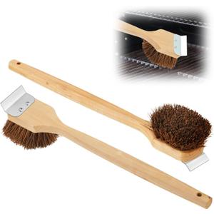 2 Pack Natural Grill Brush Non Metal Bristles with Metal Spatula for Outdoor Grill 20 Inch Long Handle BBQ Cleaning Brush for Outdoor Backyard Grills BBQ Restaurant Safer Scrubber Tools