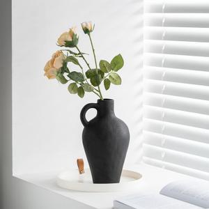 Vases for Decor,Ceramic Vase for Decor,Vases for Pampas Grass,Modern Abstract Vases for Home Decor,for Modern Table, Bookshelf, Coffee Table Decor,Black Vases Home Decor. (Black)