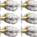 Privacy Door Knob, Brushed Nickel Door Knobs Interior Keyless Locks Set(6 Pack), Bedroom Bathroom Door Knob with Lock, Reversible for Left/Right Door Handle