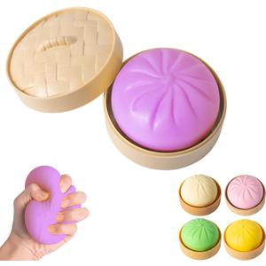 Dumpling Squishy, Mystery Squishy Dumpling Box, Fidget Toys Adults & Teens, Easter Basket Stuffers, Stocking Stuffers, Sensory Stress Ball Squeeze Toys for Stress Relief (Deep Purple)