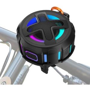 Upgraded, Pro Bike Speaker, with Handlebar Mount, Bluetooth V5.4, IPX7 Waterproof, Silicone Case, Broadcast Navigation,10W Bassup, 15-24H Playtime, Hook, for eBike, Bicycle, Motorcycle Accessories