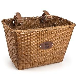 Bike Basket, Handmade Rattan Bicycle Baskets, Front Bike Baskets for Women’, Retro Style Bike Baskets for Adult Bikes (Brown)
