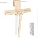 Shower Squeegee for Glass Doors, Full Silicone Jacketed Squeegee with Ergonomic Handle & No-Drill Hook, Cleaning Tool for Windows, Mirrors, Tiles, Bathroom & Car - Beige