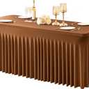 1 Pack Brown Spandex Tableclothes for 4 Foot Rectangle Tables, Wrinkle Free 4ft Fitted Table Cover Stretch Table Cloth Desk Skirt for Weddings Baby Shower Birthday Party Banquet Decorations,  Brown, 48" x 24" (4FT-1 Pack)
