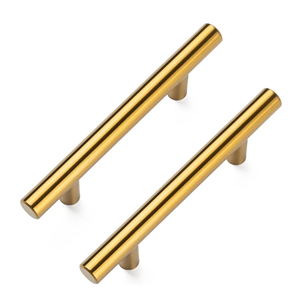 10 Pack Cabinet Pulls Brushed Brass Stainless Cabinet Handles, for Kitchen and Bathroom Cabinets, 5 Inch Length, 3 Inch Hole Center