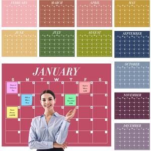 12 Pcs Extra Large Undated Calendar 40'x 27.5' Large Colorful Wall Calendar 12 Month Big Dry Ease Reusable Planning Yearly Rainbow Planner for Office Home Educational Study Back to First Day