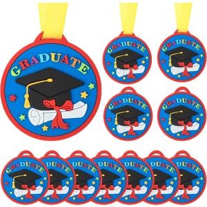 COCHIE Graduation Medals for Kids, 2 Inch Silicone Award Medals Bulk with Lightweight Neck Ribbon, Cute Kindergarten Preschool Graduation Gifts, Grad Medal Party Favor Supplies (Bachelor Cap)