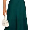 KIRUNDO Women's 2025 Summer Fall Satin Wedding Guest Midi Dress Off The Shoulder Wrap Party Cocktail Formal Prom Dresses (X-Large, Dark Cyan)