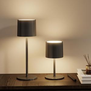 2-Pack Cordless Table Lamp, Portable LED Desk Lamps, 2 Adjustable Height, 4400mAh Battery Powered Rechargeable Light, 3 Color Stepless Dimming, for Restaurant, Bedroom, Outdoor Camping (Black)