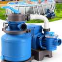 BluClear 2500 GPH Sand Filter Pump for Above Ground Pools, Pool Pumps Above Ground with 24H Automatic Timer, 6-Way Valve, Efficient Circulation & Filtration Pool Sand Pump, Up to 12000 Gallons -Blue