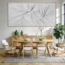 Large White Framed Abstract Canvas Wall Art, 3D Textured Sculptural Minimalist Artwork, Extra Wide Neutral Wall Decor for Living Room, Over Sectional Sofa, 29x58 Inch