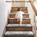 Brakki Bullnose Stair Treads for Wooden Steps, Non Slip Stair Carpet for Indoor Runner and Pets, Soft Edging Staircase Protectors Reusable, Washable, 29.5"x9.5"x1.5" 14pcs, Grey