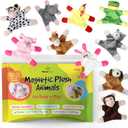 Fun and Educational Animal Fridge Magnets for Kids -Soft Plush Magnetic Animal Characters for Learning and Play, Fridge Toys for Toddlers 1-3, Board Magnets, Locker Buddies