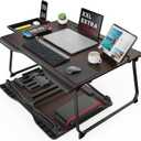 Laptop Desk for Bed, SAIJI XX-Large Foldable Bed Tray Table for Eating Breakfast, Writing, Working, Gaming, Drawing with Storage Drawer, Handrest Bookstand, Tablet Stand, Phone Stand(Black Cherry)