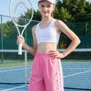 Girls Biker Butterfly Shorts Size 11-12 Active Athletic Teen Girl Bow Rose Red Shorts Cute Casual Girl Summer Clothes (Pink)