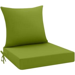 Idee-home Outdoor Cushions for Patio Furniture, Outdoor Seat Cushion, Waterproof Hampton Bay Deep Seat Replacement Couch Chair Cushions for Garden Lawn Backyard Deck, 24 x 24 Green
