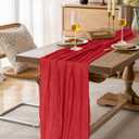 12 Pack Cheesecloth Table Runner 10Ft Christmas Gauze Boho Table Runners for Wedding Decor Bridal Shower Decorations Baby Shower Party (35" x 120")(Red)