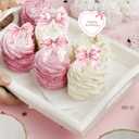 2 x 36Pcs Pink Bow Cupcake Toppers, Sweet Bow Cupcake Decorations, Single Bride Engagement Wedding Girls Baby Shower Party Supplies