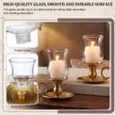 2 Set Solid Brass Hurricane Candle Holders with Tulip Shaped Glass Pegs 7 Tall Vintage Candle Holder for Tea Lights, Polished Shiny Gold Lacquered Candlelight Dinner Wedding Party Gift