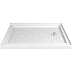 DreamLine SlimLine 36 in. D x 48 in. W x 2 3/4 in. H Right Drain Double Threshold Shower Base in White, DLT-1036482