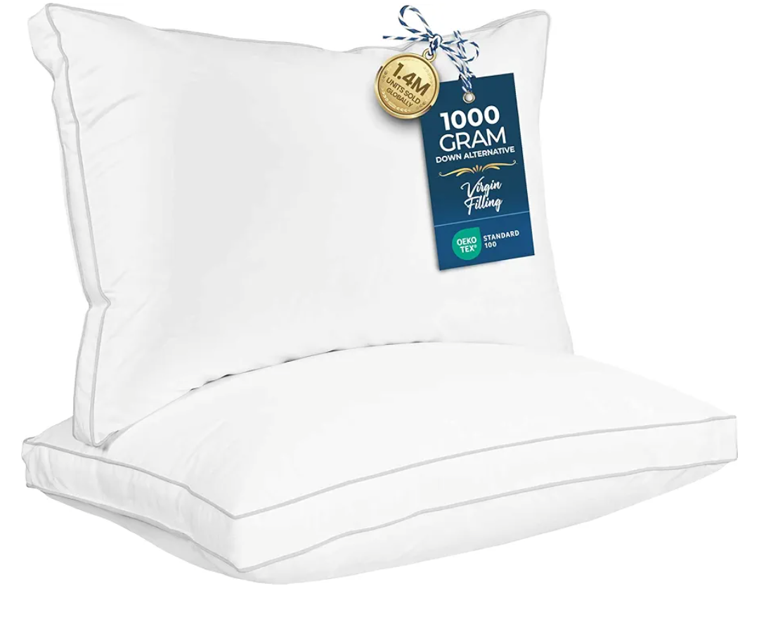 Utopia Bedding Bed Pillows for Sleeping Queen Size (White), Set of 2, Soft & Fluffy Pillow with Down Alternative Filling, Cooling, Hotel Quality, Gusseted Pillow for Back, Stomach or Side Sleepers