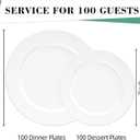 200PCS White Plastic Plates, Heavy Duty Plastic Plate Disposable, Include 100 Dinner and 100 Dessert Plates for Party and Wedding