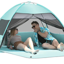 Large Easy Setup Beach Tent,Anti-UV Beach Shade Beach Canopy Tent Sun Shade with Extended Floor & 3 Mesh Roll Up Windows Fits 3 Person,Portable Shade Tent for Outdoor Camping Fishing (Mint Green)