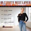 Thermal Underwear Tops for Women Long Sleeve Crewneck Shirts - Fleece Lined Soft Stretch Fitted Baselayer for Winter (Brown)