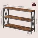 MAHANCRIS 47.2" Sofa Table, Industrial Console Table, 3-Tier Narrow Sofa Table with Storage Shelves, Foyer Table for Entryway, Hallway, Kitchen, Living Room and Bedroom, Rustic Brown CTHR800201, 9.4"D x 47.2"W x 31.7"H