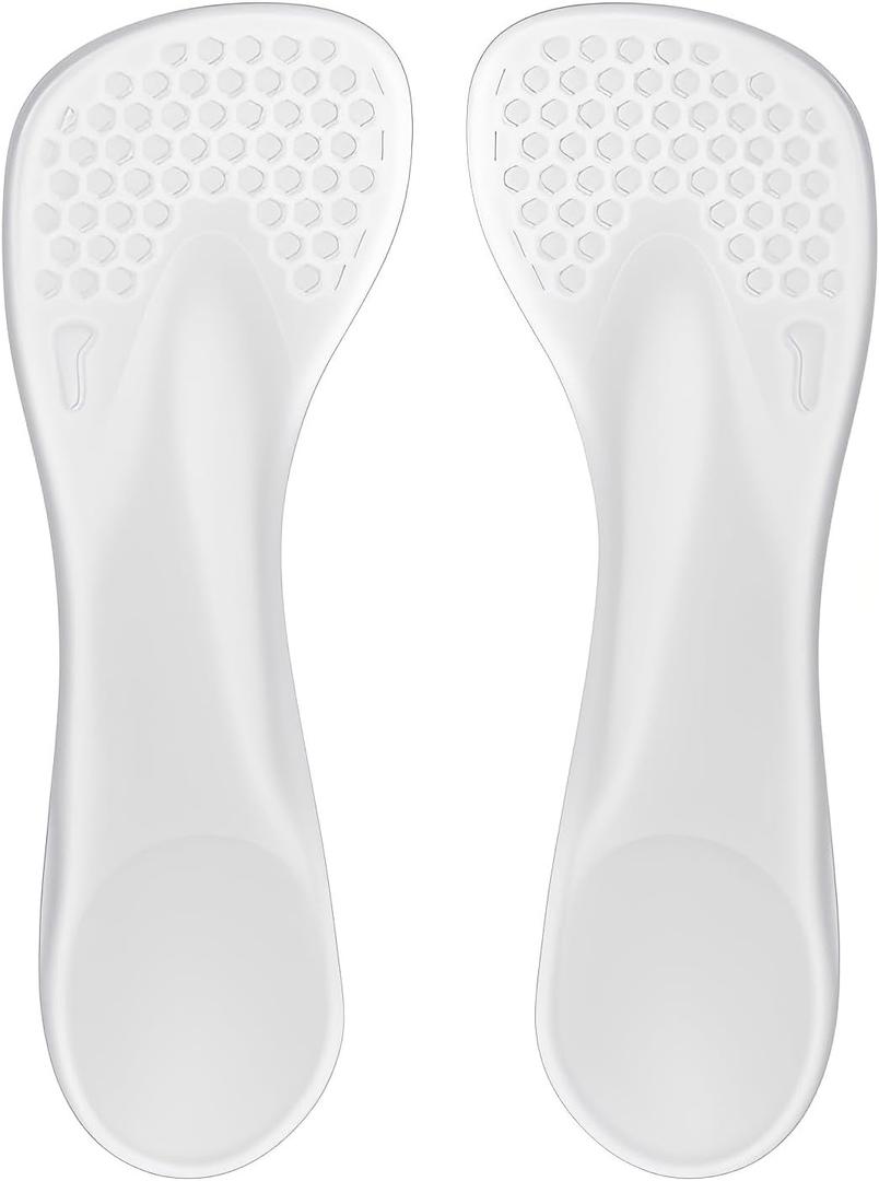 1Pairs 3/4 Inserts for High Heels,Gel High Heel Insoles for Women Weight Shifting,Self-Adhesive Arch Support Suitable for Pumps,Sandals,Dress Shoes,Flats,Sneakers,Clear(Women 5-9)