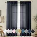 Lecloud TLL Voile Sheer Curtains, Black 2x42x84''