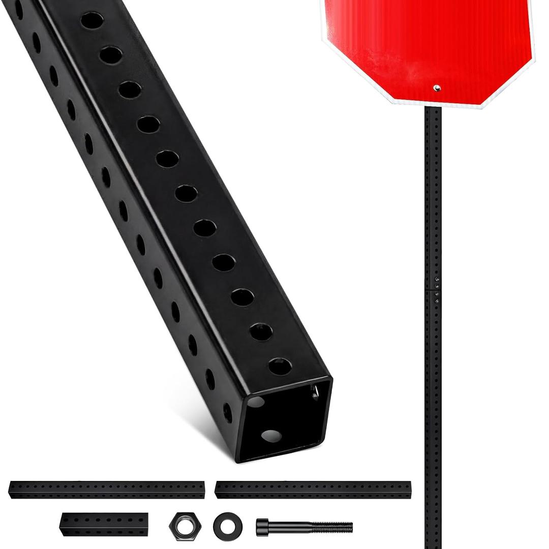 6 ft H x 2 in W Square Sign Post with 7/16" Dia Mounting Holes