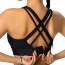 High Impact Sports Bra for Women - Criss-Cross Back, Molded Cups, Hook and Eye Closure - High Support Running Bra (Black, S)