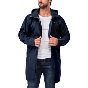 Little Donkey Andy Men's Waterproof Rain Jacket Outdoor Lightweight Mountain Windbreaker Long Coat for Hiking Golf Travel, (Blue, XL)