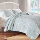 Greenland Home Coastal Paradise Reversible Matelass Coverlet Quilt Set, 3-Piece King/Cal King, Marina Seafoam