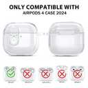 AIRSPO for Airpods 4 Case Cover with Cleaner Kit, Secure Lock Clear Soft TPU Protective Cover Compatible with Apple AirPods 4th Generation Wireless Charging Case with Keychain, Clear Black