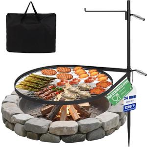 Toriexon 24" Fire Pit Grill w/304 Stainless Steel Grate, Portable Carry Bag