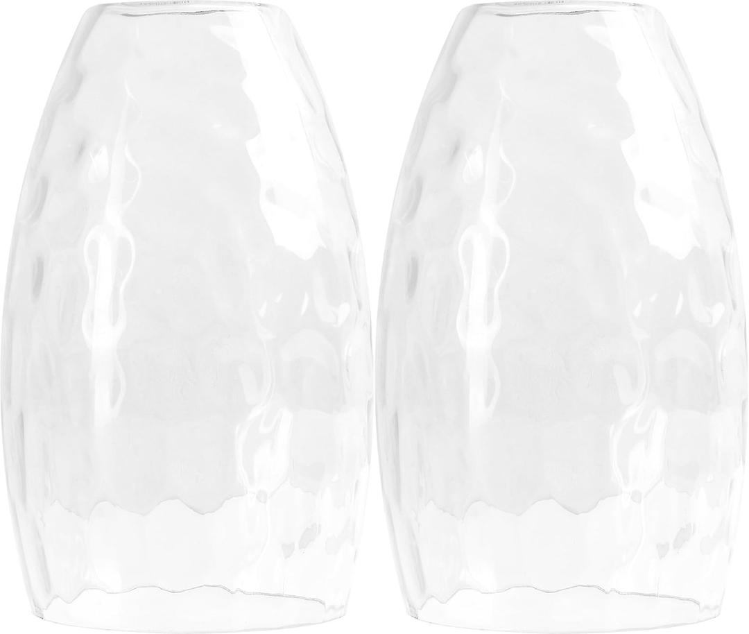 GO&SO 2-Pack Hand Blown Water Ripple Art Glass Lamp Shade for Light Replacement, 7.8"H,1.57" Fitter,E26 Base, Oval Glass Light Shade Cover, for Kitchen Island Mini Pendant Light/Table Lamp/Chandelier
