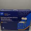 Medline Shower Chair Seat with Padded Armrests and Back | Heavy Duty Shower Chair for Bathtub | Slip Resistant Shower Seat with Adjustable Height | Shower Chair for Inside Shower with 350 lb Capacity