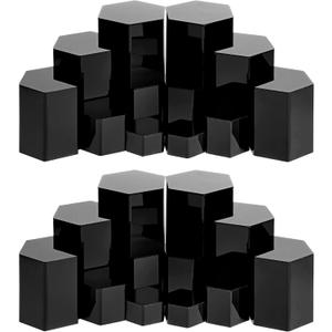 Jetec Hexagonal Jewelry Display Risers Hexagonal Market Display Risers Stands Acrylic Showcase Acrylic Stand for Jewelry Model Figures Decoration, 6 Sizes(Black,12 Pieces)