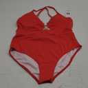 Charmo Push up Ribbed High Rise Bikini Sets Women Large Bust Longline Modest Bikini Swimsuits 2 Piece Red, Large