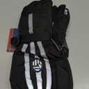 MCTi Kids Gloves Waterproof Winter Warm Snow Ski Gloves Long Cuff Fleece Lined with Reflective Strap (XX-Small(Fits 5-7 years), Black)